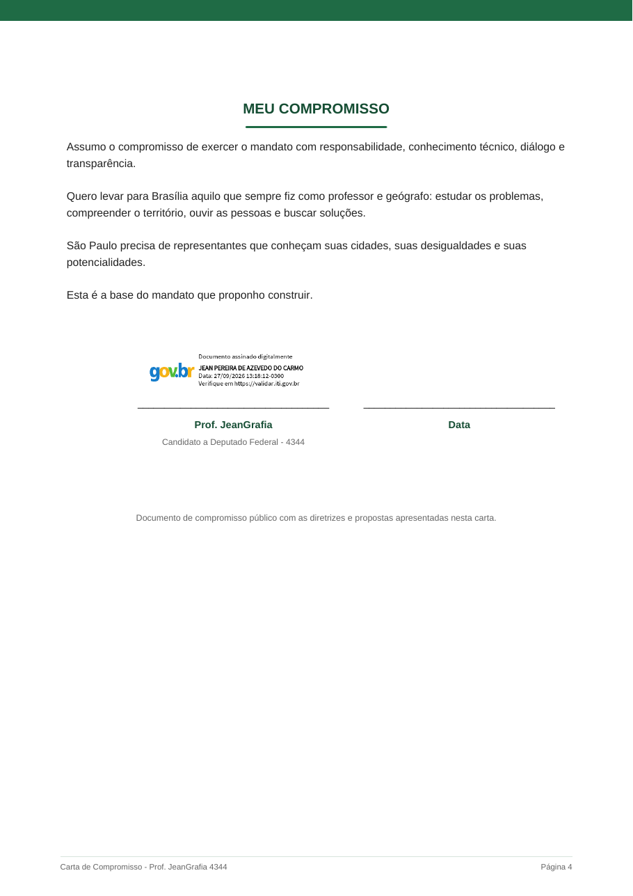 Carta de Compromisso assinada — página 4 de 4